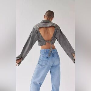 Urban outfitters BDG Davidson cutout button down cropped denim jacket XS